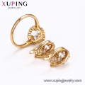 64635 xuping 18k chapado en oro clásico anillo de compromiso de diseño real conjunto de joyas para mujeres